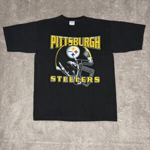 Pittsburgh Steelers T-Shirt Size L Black NFL Football All Sport Heavyweight VTG